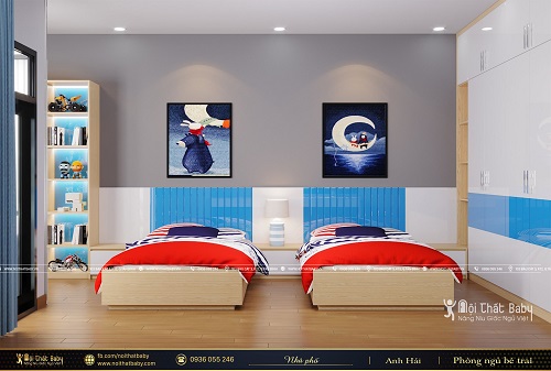 Thiết kế phòng ngủ đôi cho bé trai - BBT108